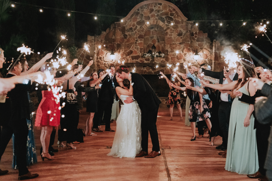 sparkler send-off at wedding